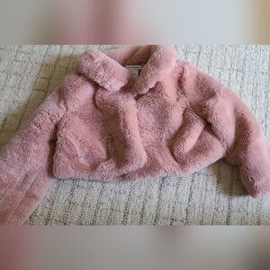 Cropped Coat Jacket Dusty Pink Fluffy Faux Fur Jacket Toddler Girl  4T
